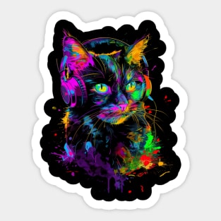 Cat DJ Voyage Sticker